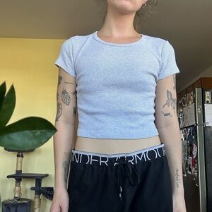 Brandy Melville Ashlyn Striped Top in Gray